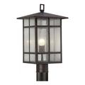 Forte One Light Antique Bronze Clear Seeded Panels Glass Post Light 1319-01-32